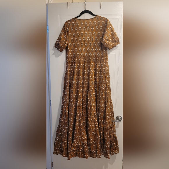 Daughters of India Chaaya Maxi Dress in Chai Cotton tiered vneck maxi dress - Picture 11 of 13